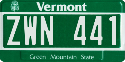 VT license plate ZWN441