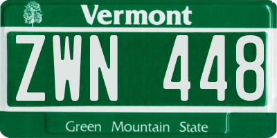 VT license plate ZWN448