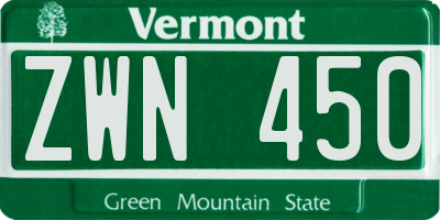 VT license plate ZWN450