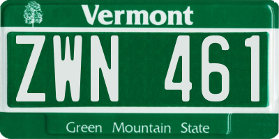 VT license plate ZWN461