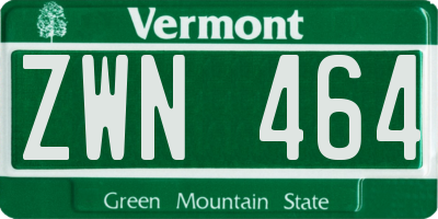 VT license plate ZWN464
