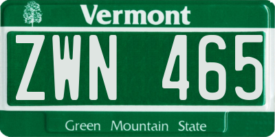VT license plate ZWN465