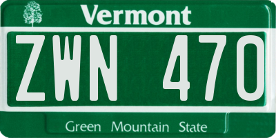 VT license plate ZWN470