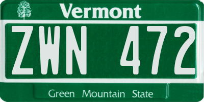 VT license plate ZWN472