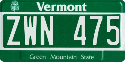 VT license plate ZWN475