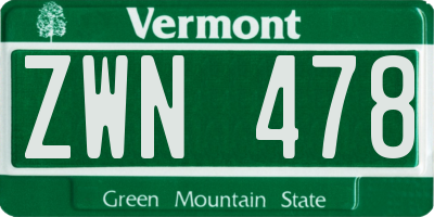 VT license plate ZWN478