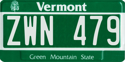 VT license plate ZWN479