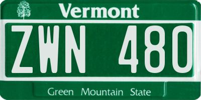 VT license plate ZWN480