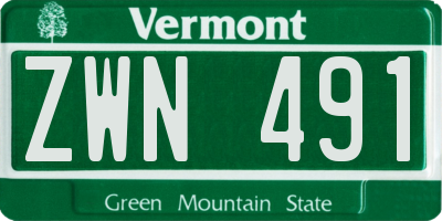 VT license plate ZWN491