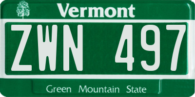VT license plate ZWN497