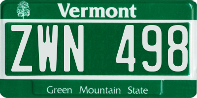 VT license plate ZWN498