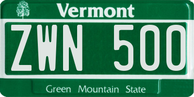 VT license plate ZWN500