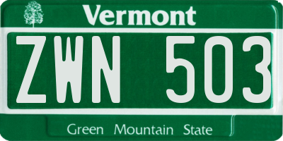 VT license plate ZWN503