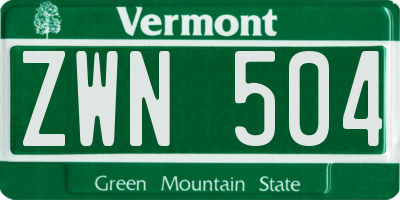 VT license plate ZWN504