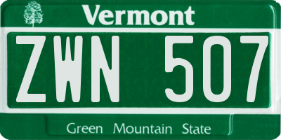 VT license plate ZWN507