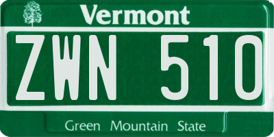 VT license plate ZWN510