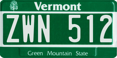 VT license plate ZWN512
