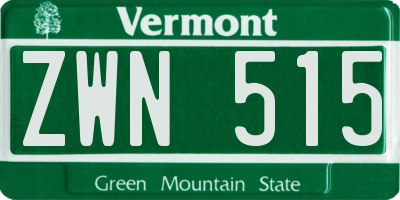 VT license plate ZWN515