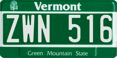 VT license plate ZWN516