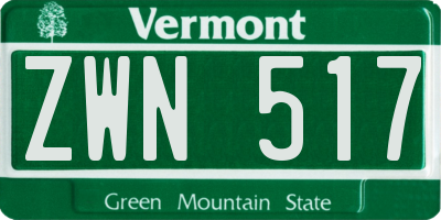 VT license plate ZWN517