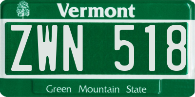 VT license plate ZWN518