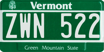VT license plate ZWN522