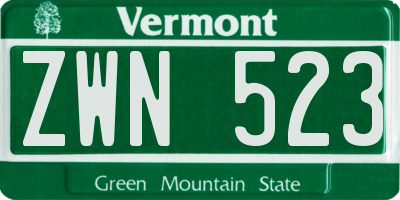 VT license plate ZWN523