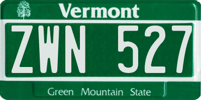 VT license plate ZWN527