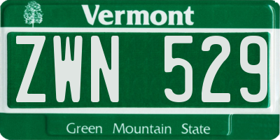 VT license plate ZWN529