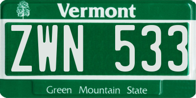 VT license plate ZWN533