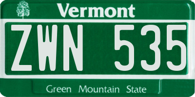 VT license plate ZWN535