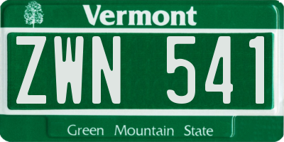 VT license plate ZWN541
