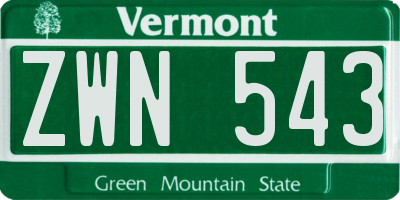 VT license plate ZWN543