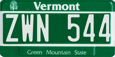 VT license plate ZWN544
