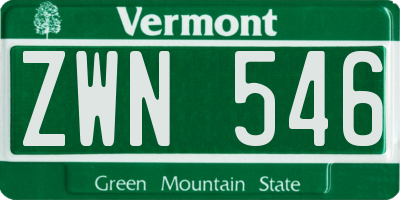 VT license plate ZWN546