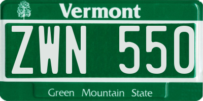 VT license plate ZWN550