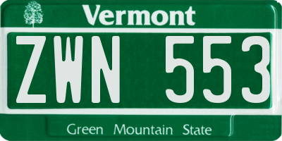 VT license plate ZWN553