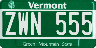 VT license plate ZWN555