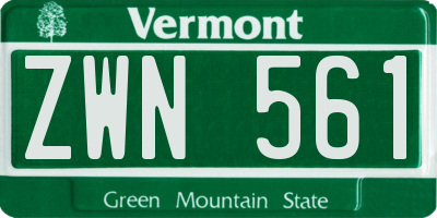 VT license plate ZWN561