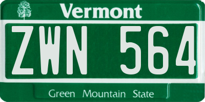 VT license plate ZWN564