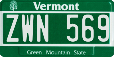 VT license plate ZWN569