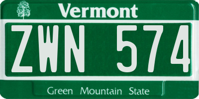VT license plate ZWN574