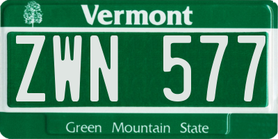 VT license plate ZWN577