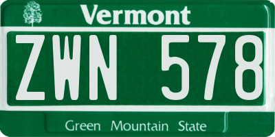 VT license plate ZWN578