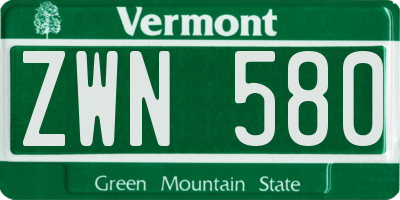VT license plate ZWN580