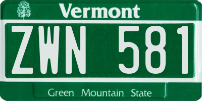 VT license plate ZWN581