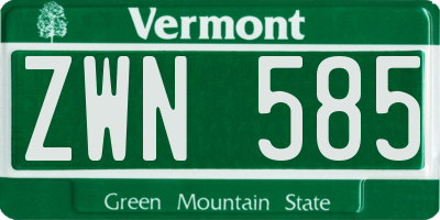 VT license plate ZWN585