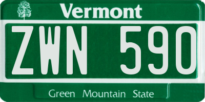 VT license plate ZWN590
