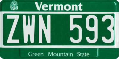 VT license plate ZWN593