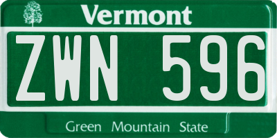 VT license plate ZWN596